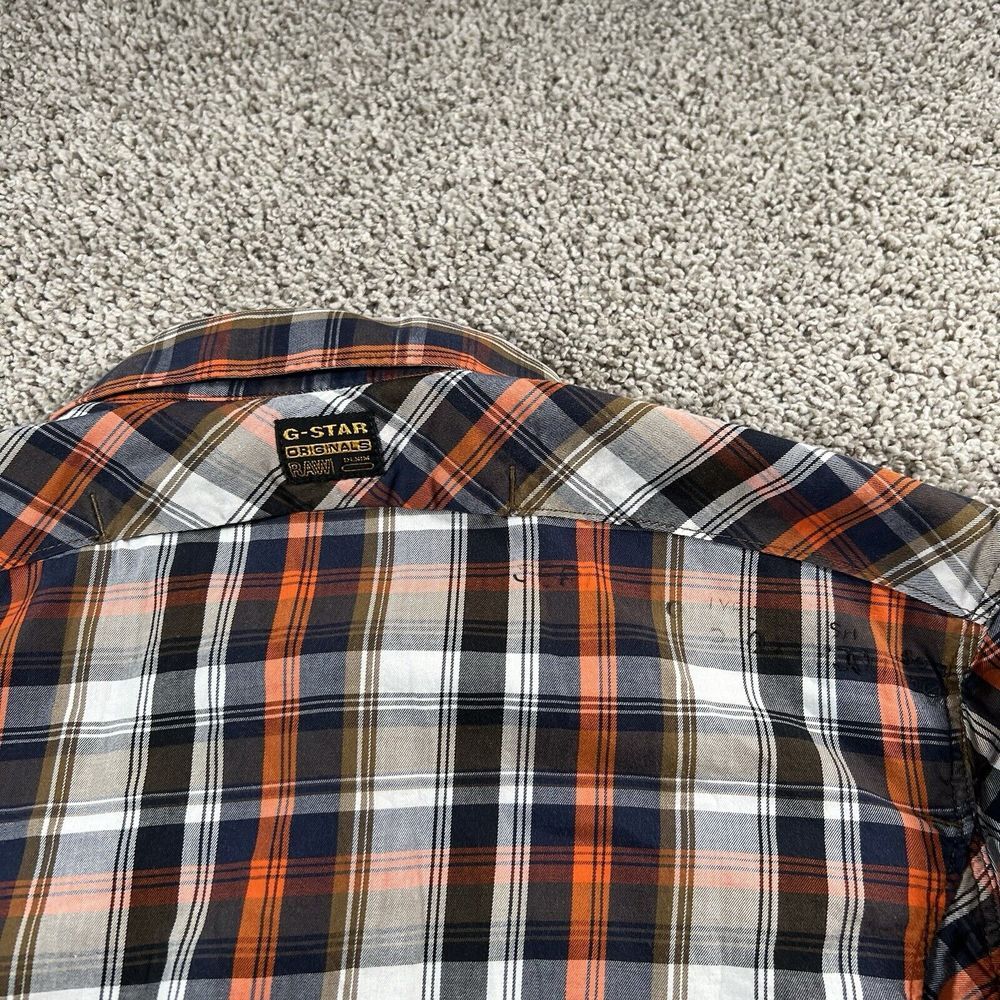 G Star Raw Shirt Mens XL‎ Orange Brown Flannel Classic Preppy Long Sleeve Casual - Picture 9 of 11
